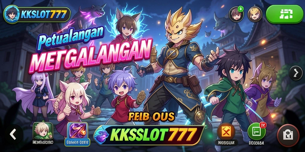 Menampilkan aksi seru dan karakter anime dalam gameplay KKSLOT777.