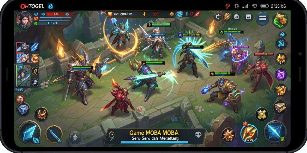 Screenshot utama OHTOGEL menampilkan aksi seru dalam gameplay MOBA.