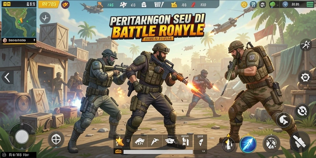 Gameplay RR789 yang intens dan strategis di arena battle royale.