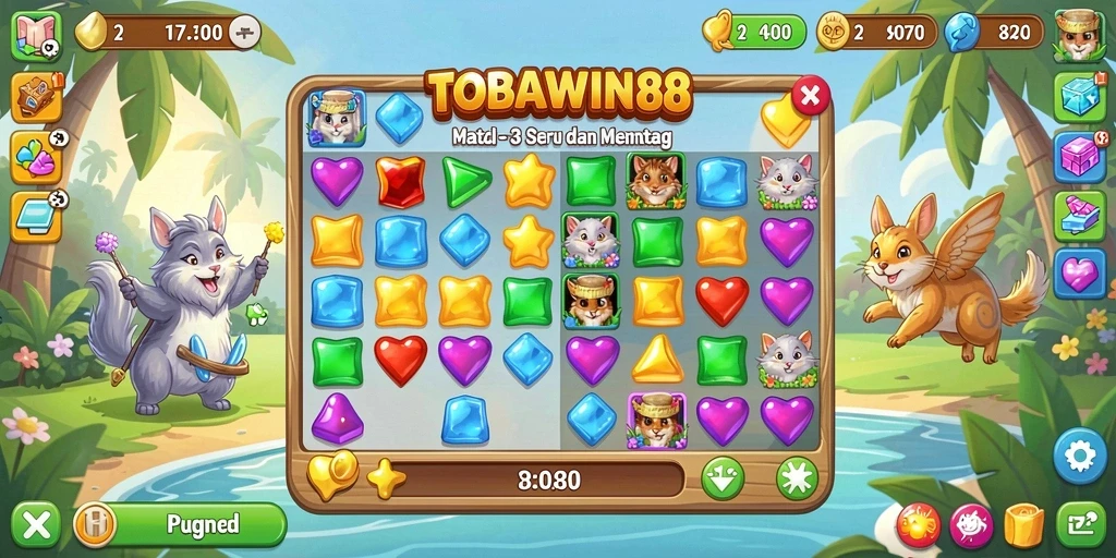 Tampilan menarik dari gameplay TOBAWIN88 yang menampilkan momen mencocokkan buah.