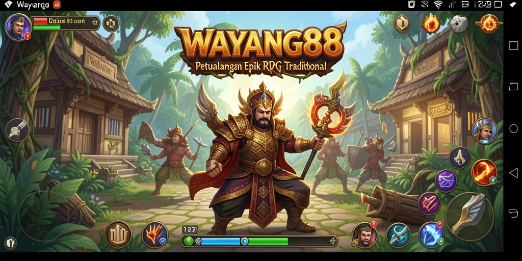 Tampilan gameplay WAYANG88 dengan pertarungan epik dan karakter yang beragam.